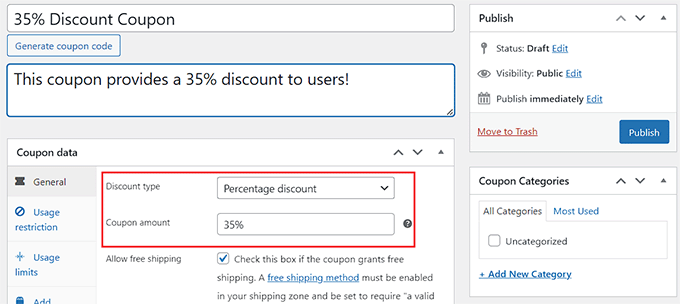 Create a discount coupon
