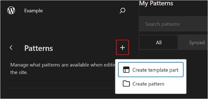 在 WordPress 全站编辑器中创建新的模板部分或模式