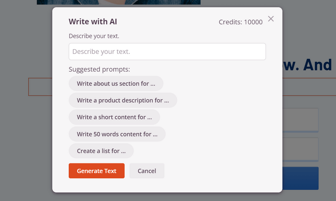 Describe text for SeedProd's AI Assistant