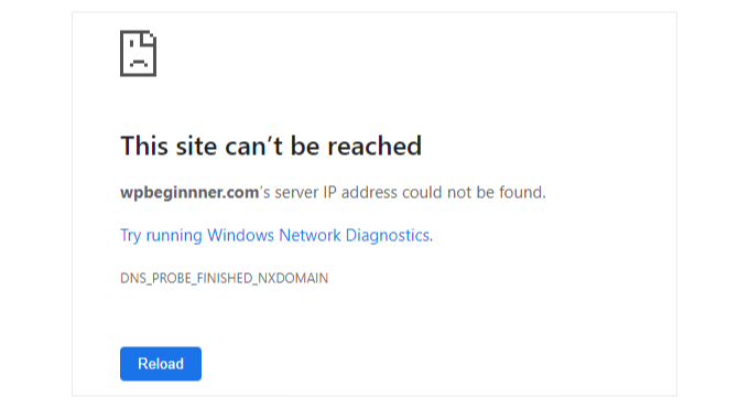 DNS probe finished nxdomain error