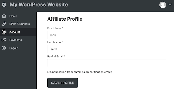 An example of a user-friendly affiliate dashboard 