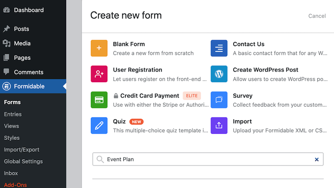 The Formidable Forms template library