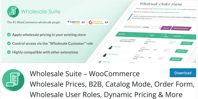 The free Wholesale Suite WordPress plugin for WooCommerce