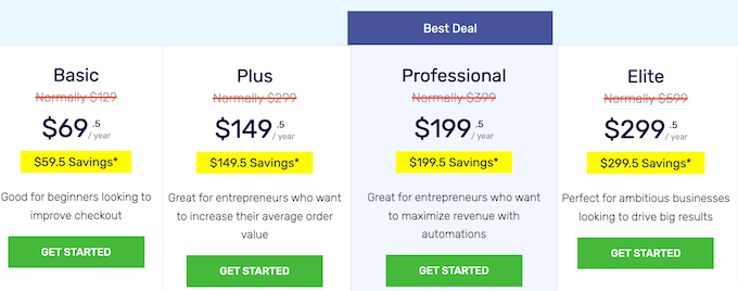 The FunnelKit Builder pricing page