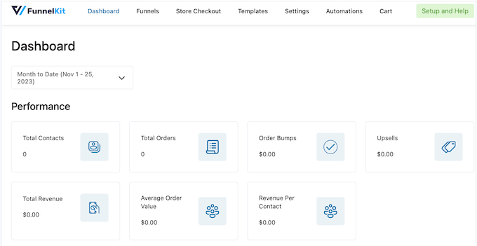 FunnelKit's built-in statistics and reports