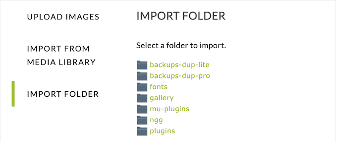 Importing files into a WordPress gallery