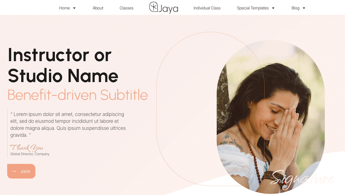 An example of a theme template, provided by Thrive Theme Builder