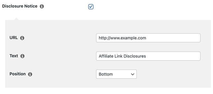 Automatically adding an affiliate link disclosure 