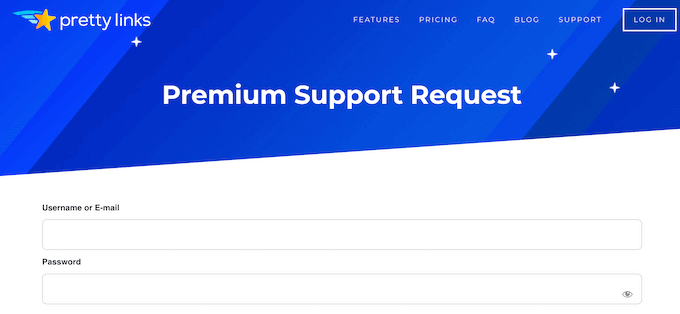 Requesting support in the Pretty Links dashboard