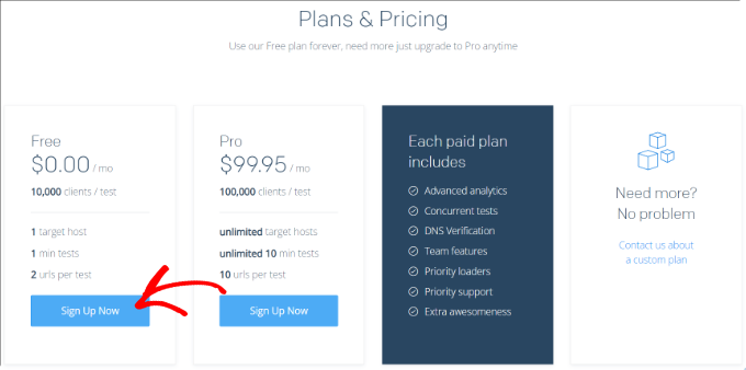 Select a pricing plan for Loader