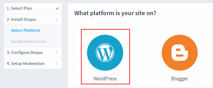Choosing WordPress in the Disqus website