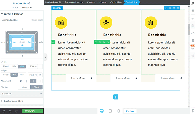 Thrive Architect interface