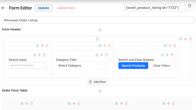 Creating an order form using Wholesale Suite