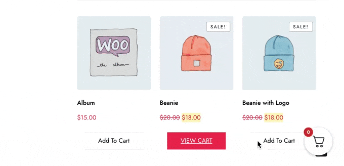 An example of a WooCommerce slide-in cart 