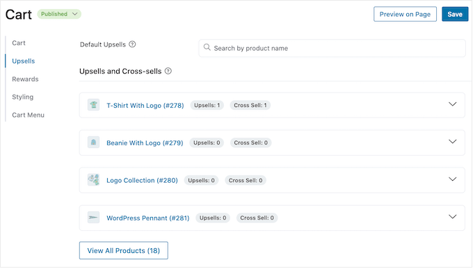 Showing linked products in a WooCommerce slide-in cart