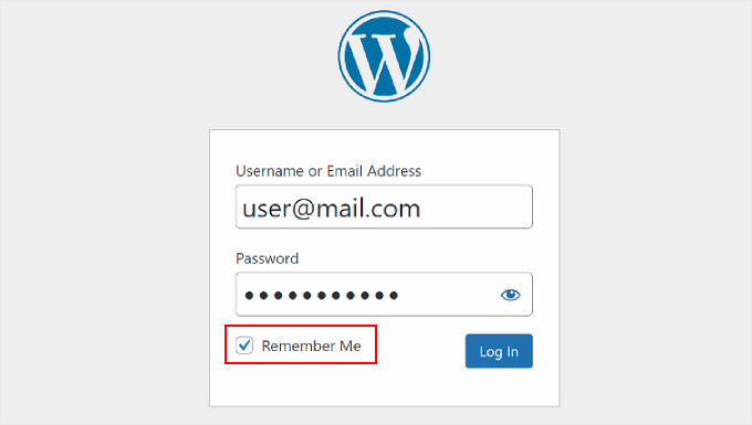 The WordPress login page