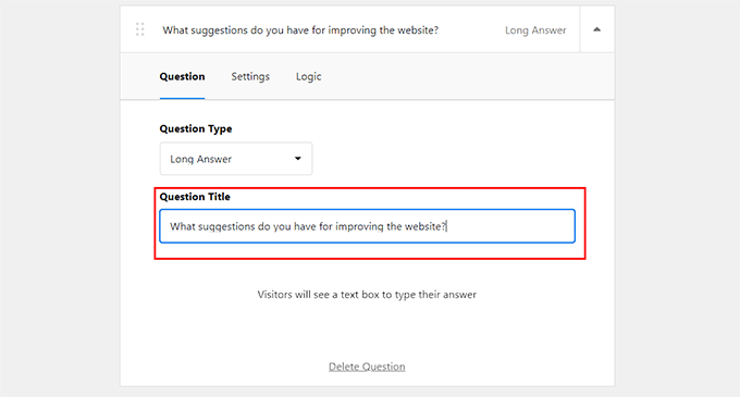 Add a question asking for suggestions to improve user experience