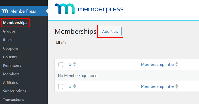 Creating a new MemberPress membership