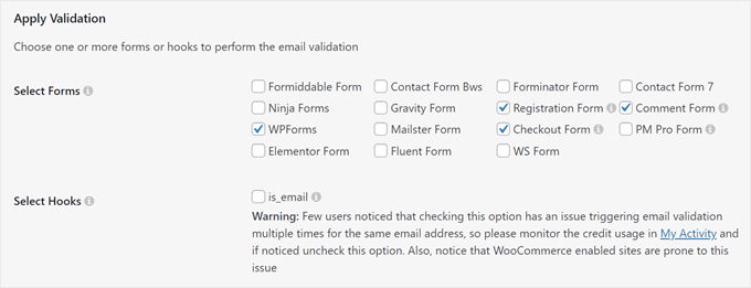The Apply Validation settings in Clearout plugin