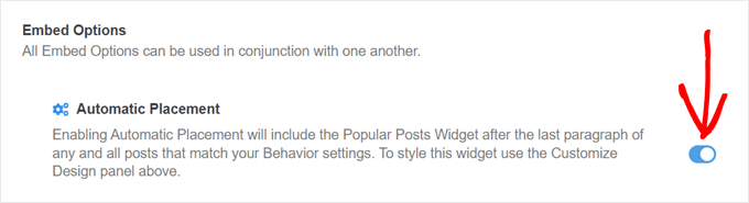 Activating automatic placement for the popular posts widget in MonsterInsights