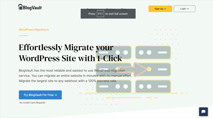 BlogVault's WordPress migration service landing page