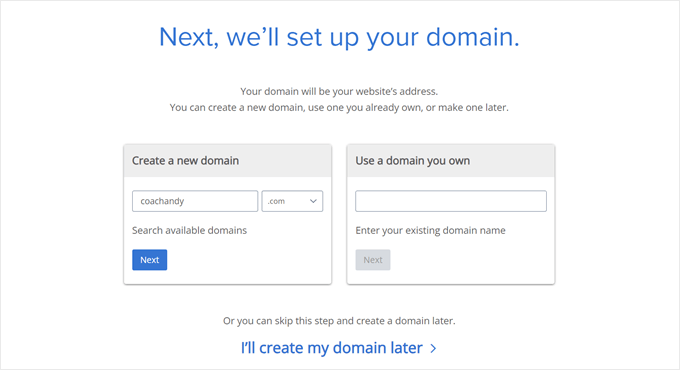 Creating a domain name for a coaching business