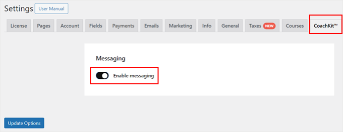 Enabling the CoachKit direct messaging feature in MemberPress