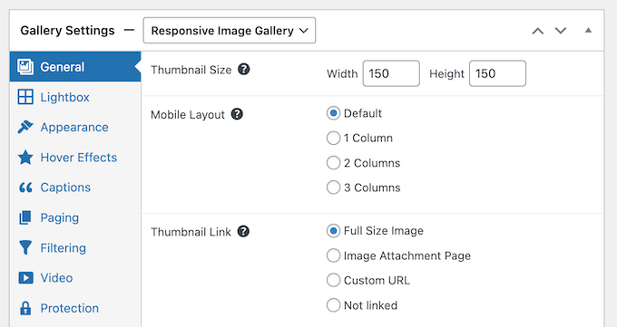 Configuring a photo or video gallery 