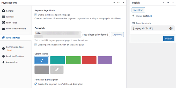 Customize SEPA payments form