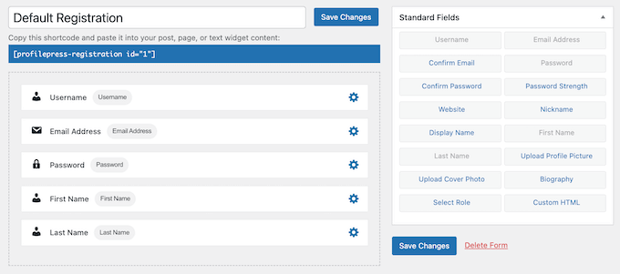 Customizing membership forms using the ProfilePress drag and drop editor