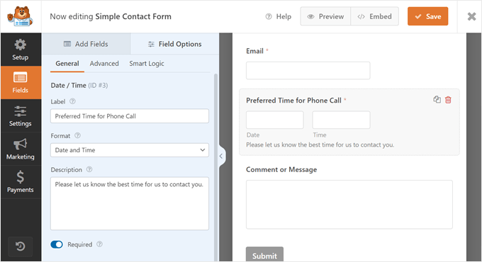 Configuring the General settings of a form in WPForms