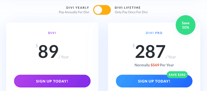 Divi pricing and plans