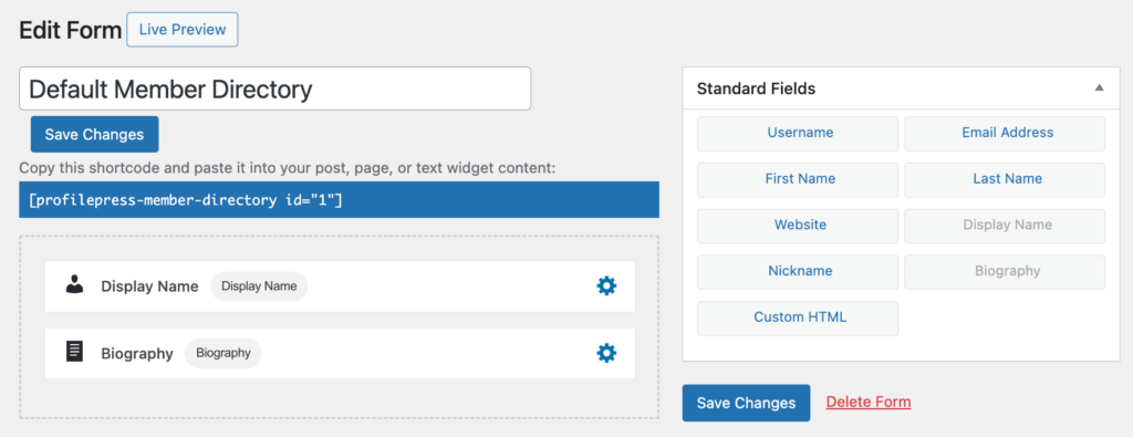 Customizing your user directory 