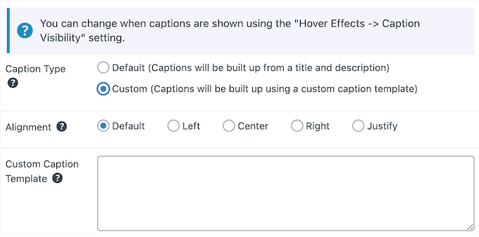 Creating a custom caption template