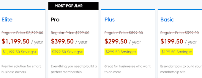 The MemberMouse pricing plans