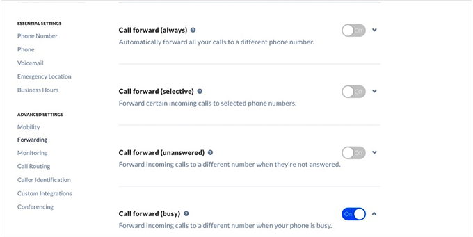 Setting up call forwarding using Nextiva