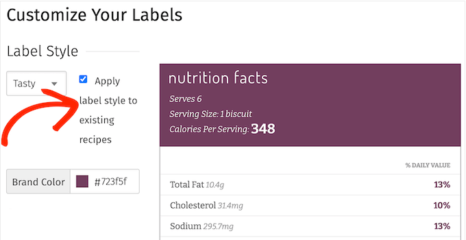 Changing the defaults for your nutrition labels in WordPress
