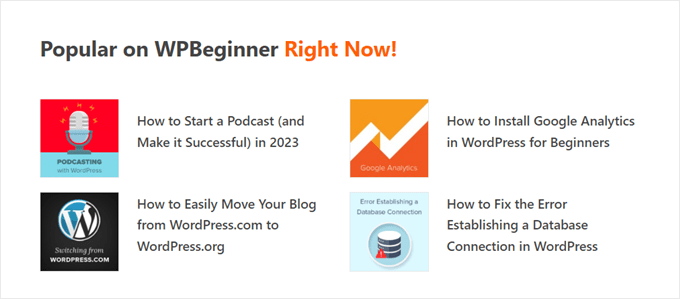 WPBeginner's trending and popular posts