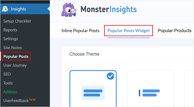The Popular Posts Widget in MonsterInsights