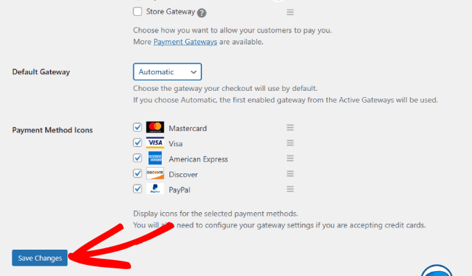 save changes to payment settings 