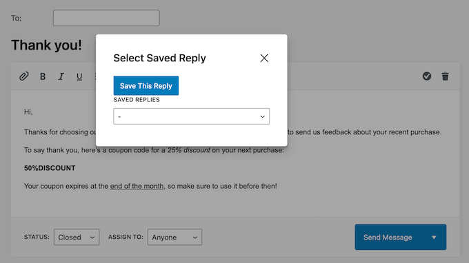 Creating a saved reply using Heroic Inbox