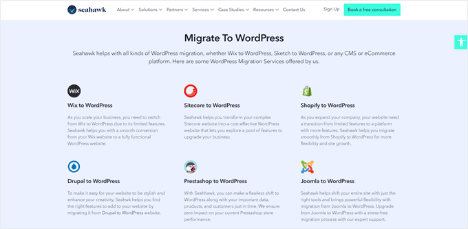 Seahawk Media's WordPress migration services