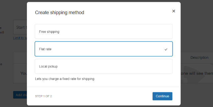 Select a shipping method option