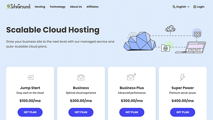SiteGround cloud hosting