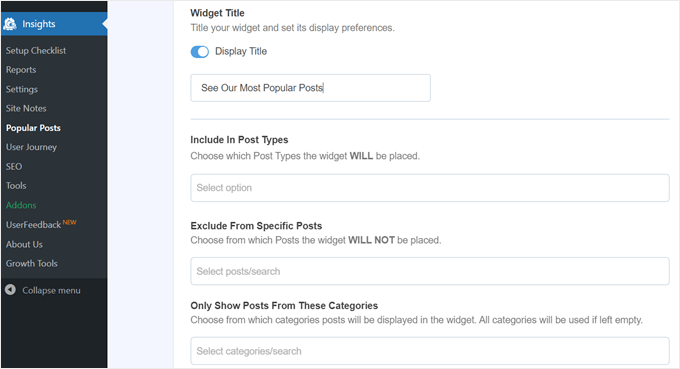 More behavior settings for the popular posts widget in MonsterInsights