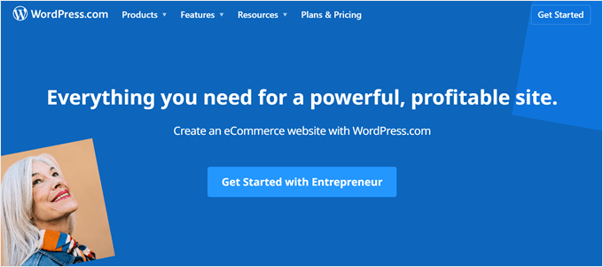 The WordPress.com Entrepreneur plan landing page