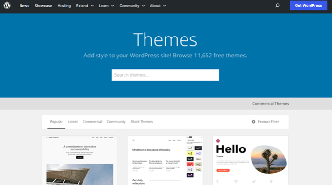 The WordPress.org theme directory