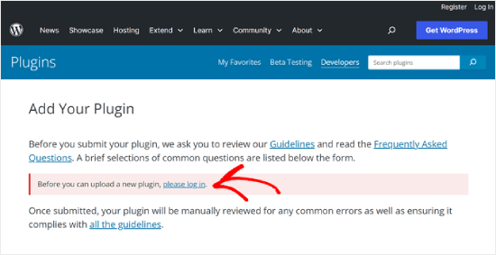 Logging in to WordPress before adding a new plugin Logging in to WordPress before adding a new plugin