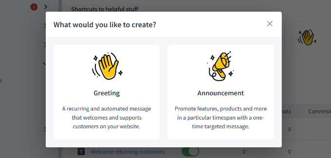 Creating an automated greeting for your live chat  popup