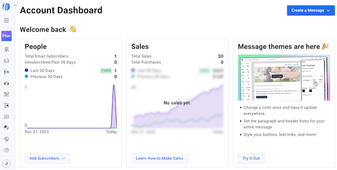 The AWeber email marketing dashboard
